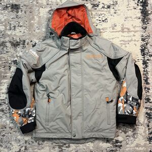 BRP SkiDoo Bombardier Freestyle Jacket Men S Gray Orange Camo RPM Full Zip Lined